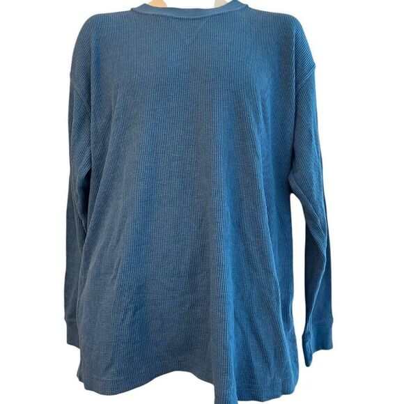 Beverly Hills Polo Club Mens XL Blue Waffle Knit Crewneck Long Sleeve Shirt - Picture 1 of 3